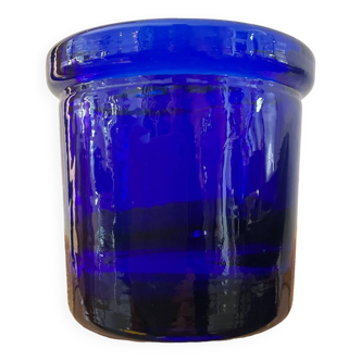 Cache pot vintage en pâte de verre bleu cobalt