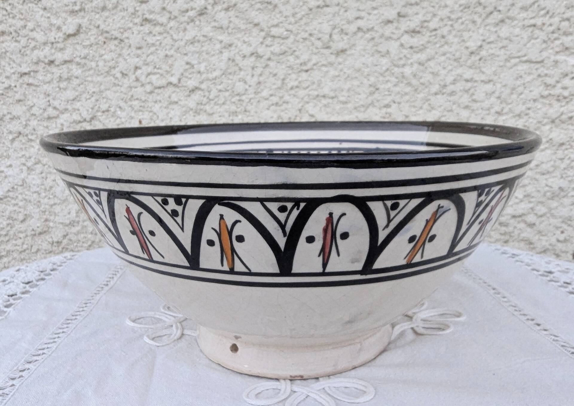 Large Ceramic Salad Bowl SAFI Morocco XXL 29cm Berber Pottery Zouak Tra