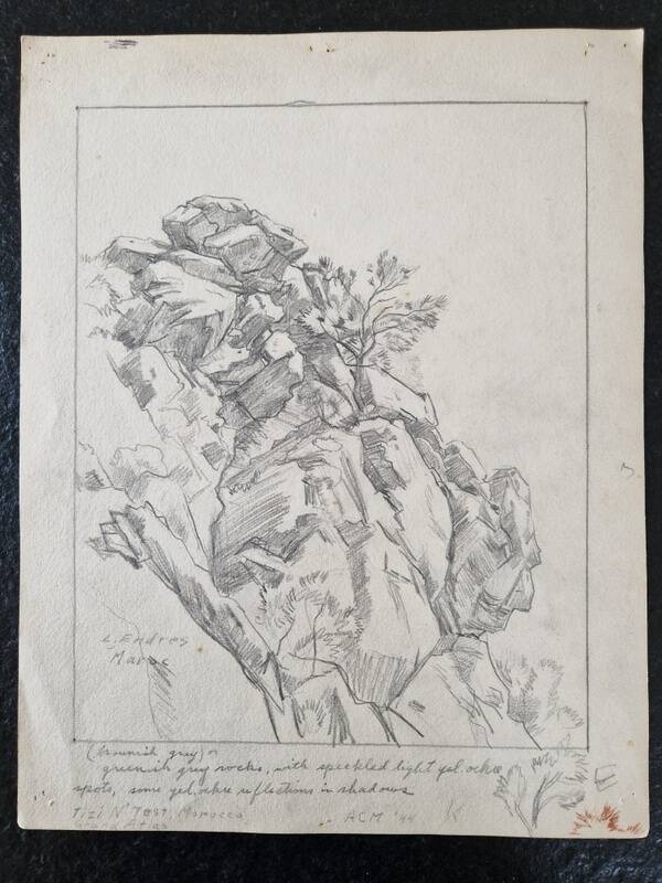 Louis John Endres (1896-1989) - Charcoal drawing on paper - Landscape Tizi N'Test Grand Atlas Morocco