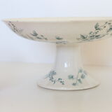 Servant dish on piedouche / compotier, Terre de Ferre, Longwy cute pattern, Vintage, early 19th