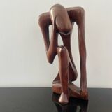 Wooden sculpture the Thinker