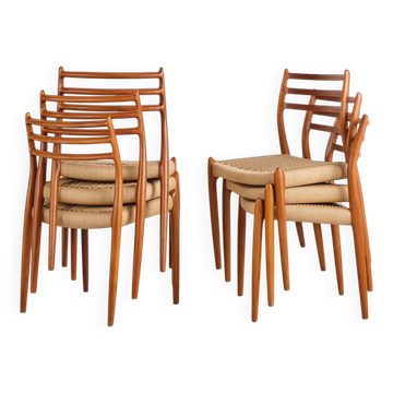 Set of 6 model 78 chairs in teak by Niels O. Møller, Denmark, 1960s.