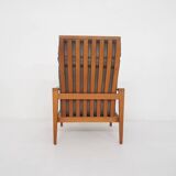 Mid-century oak high back lounge chair by Hartmut Lohmeyer for Wilkhahn, Germany 1960's