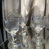 Set of 7 liqueur or drop glasses in chiseled glass table art