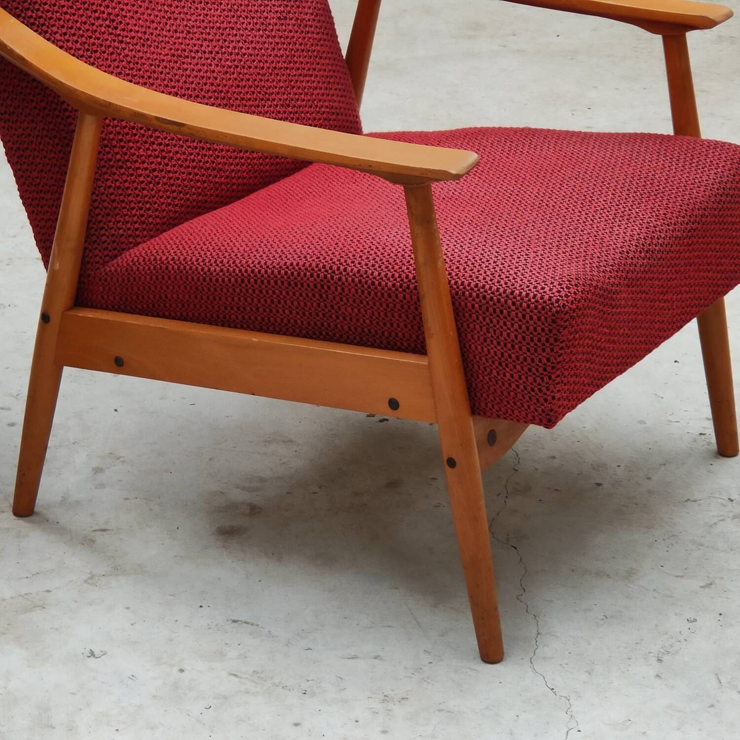 Pair of Czechoslovak armchairs 1960 red pink 1960