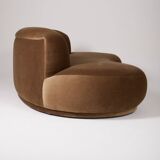 Half-moon mohair velvet sofa