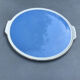 Large sky blue pie dish with gold edging