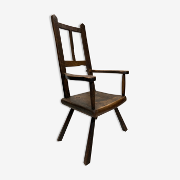 Hand made primitive antique brutalist chair, Dutch 19th century