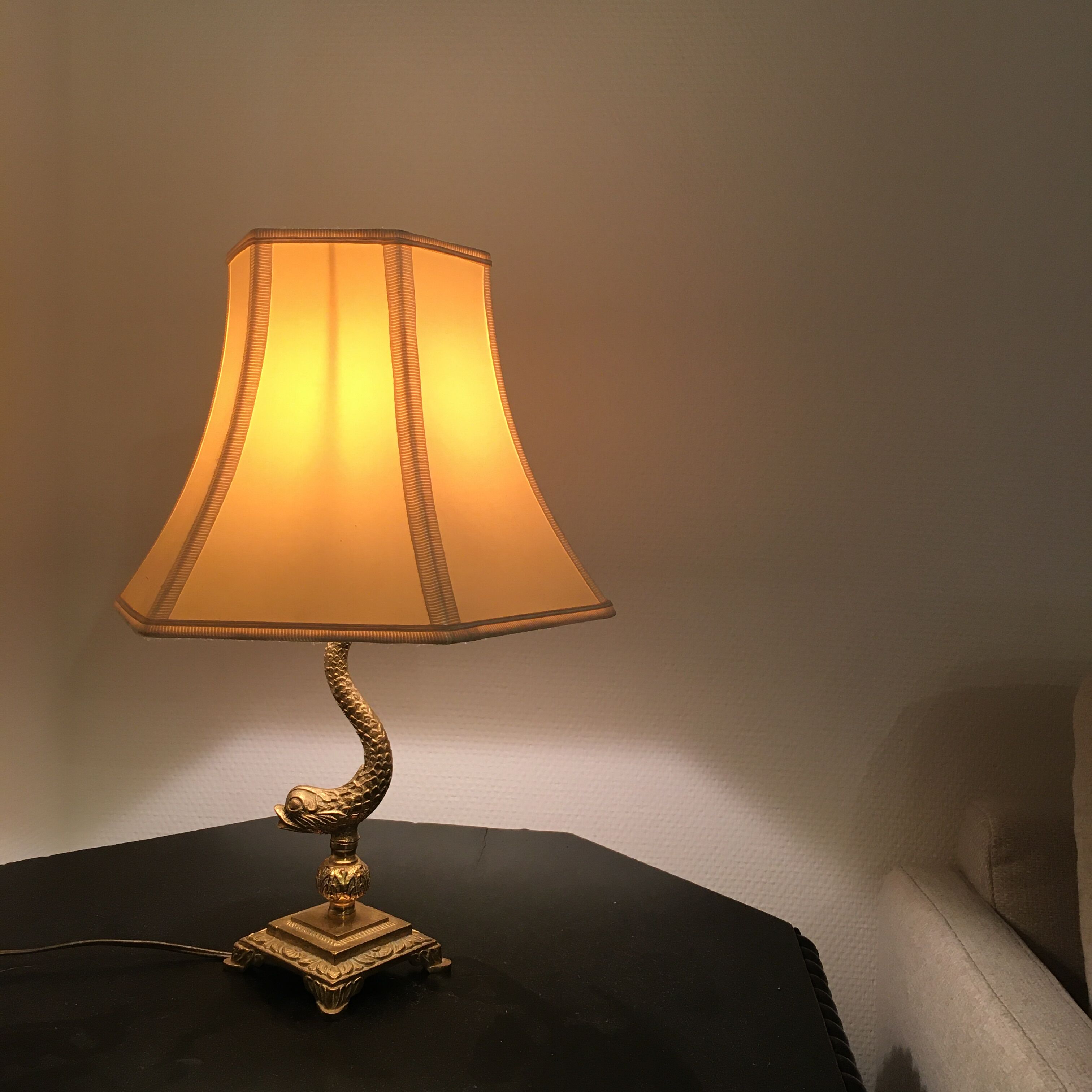 Golden bronze fish lamp