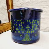 Blue enameled pitcher