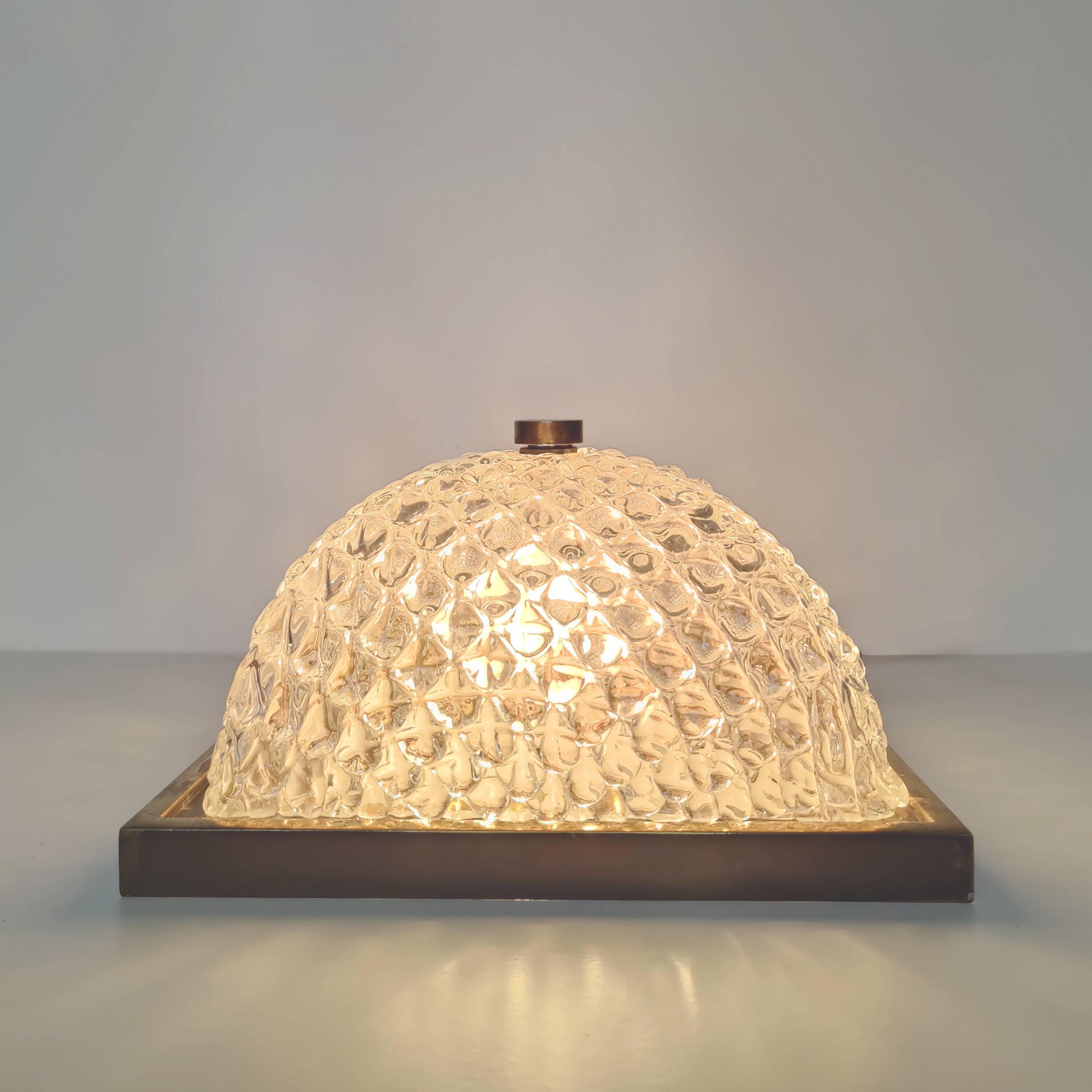 Golden globe ceiling light, bubble glass and brass