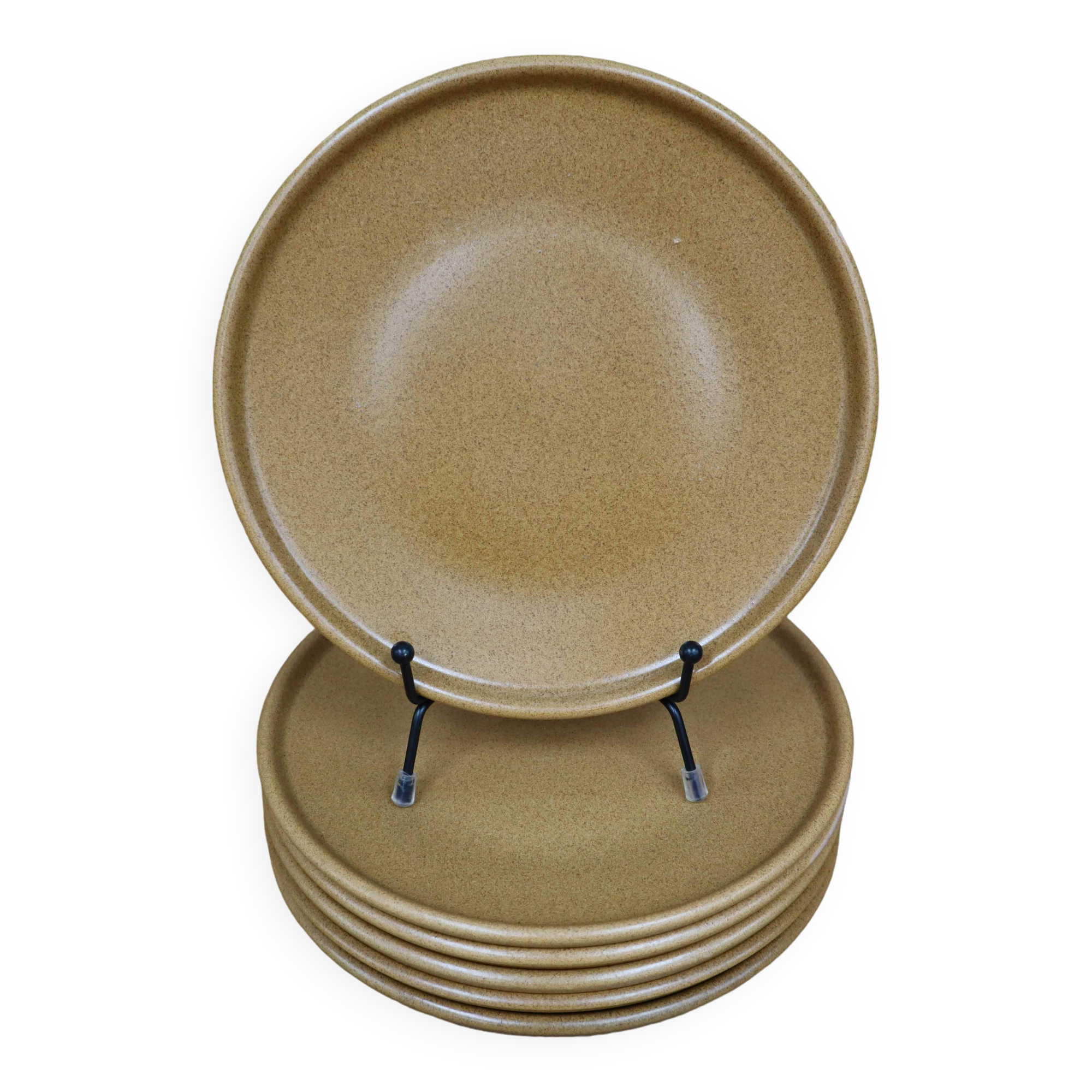 Set of 6 vintage Rigny stoneware plates