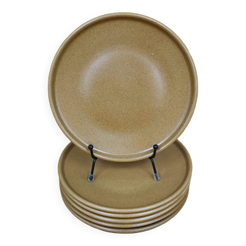 Lot de 6 assiettes en Grès de Rigny vintage