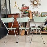 Set of 3 green Formica chairs