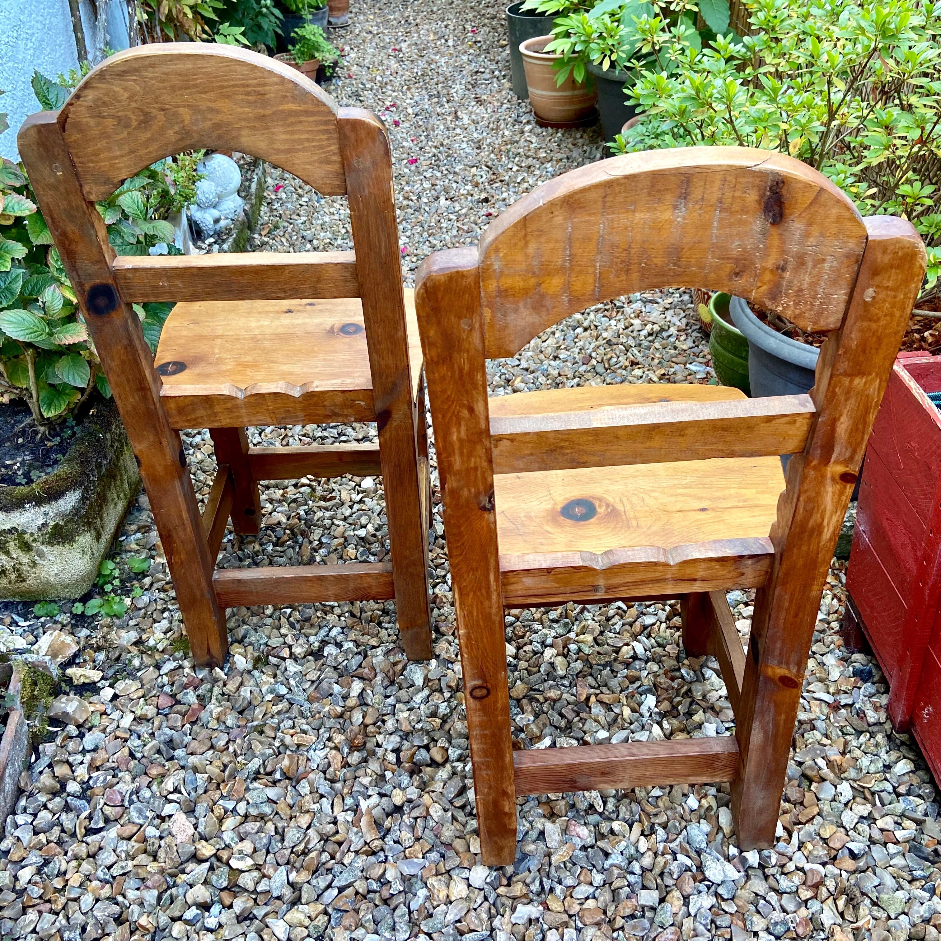 Set of 2 carved wooden chairs