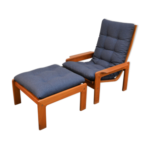 Fauteuil et pouf vintage