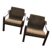 Vintage set of brown Danish fabric armchairs from the 1960s.