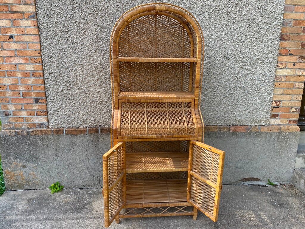 Cabinet library secretary wicker rattan year 60/70