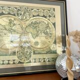 Vintage world map frame "World Map by Peter Schenk The Elder 1645-1715"