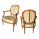Pair of Louis XVI silk cabriolet armchairs