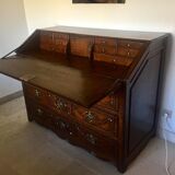 Chest of drawers / Scriban secretary in carved oak (XVIIIth) - Decor Louis XVI