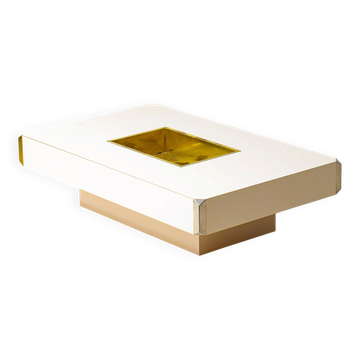 Table basse 'Alveo' de Willy Rizzo avec espace bar, années 1970