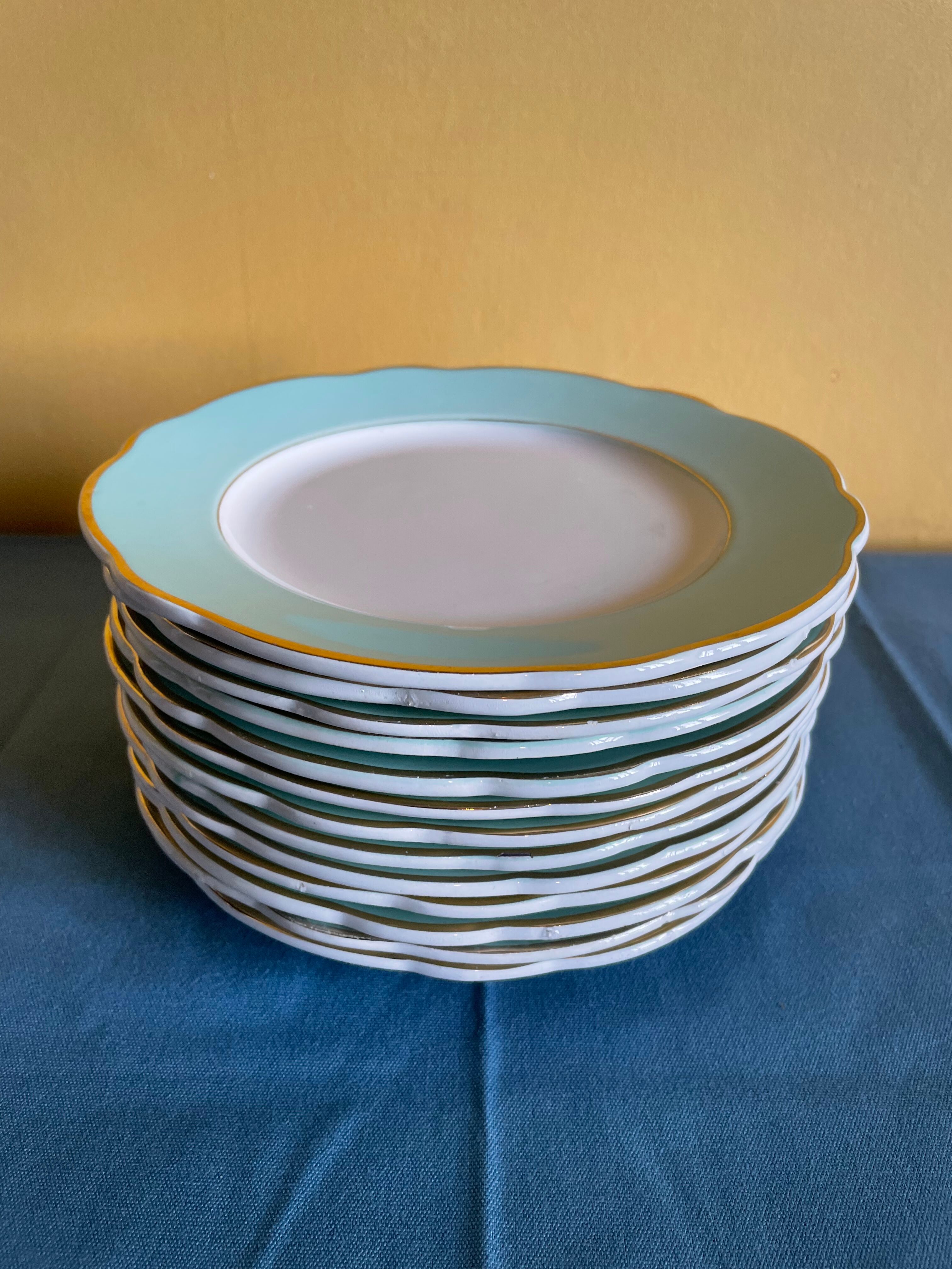 Set of green plates of water