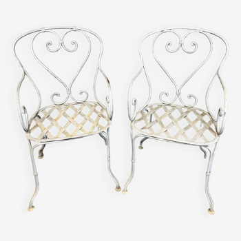 Pair of wrought iron armchairs 413003