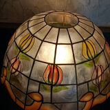 Large mother-of-pearl and brass lampshade