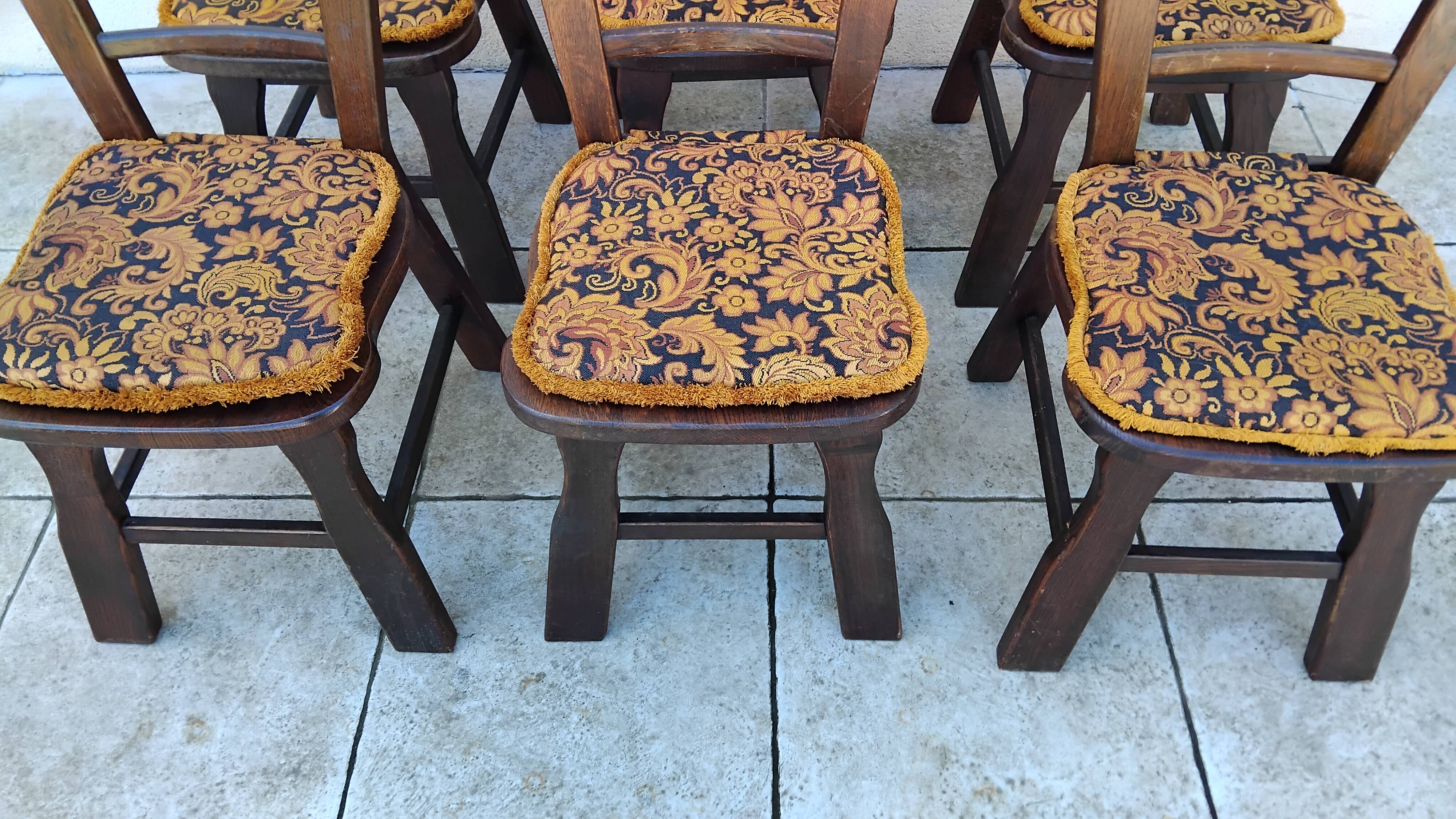 6 vintage brutalist chairs from the 1950s.