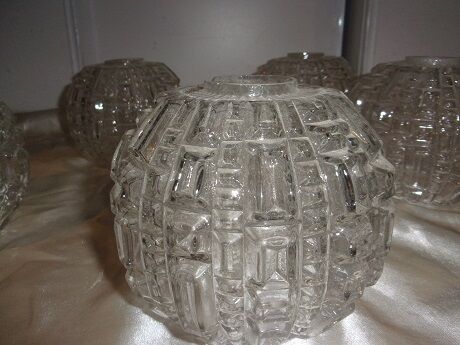 Lot de 6 globes en verre ciselé ancien