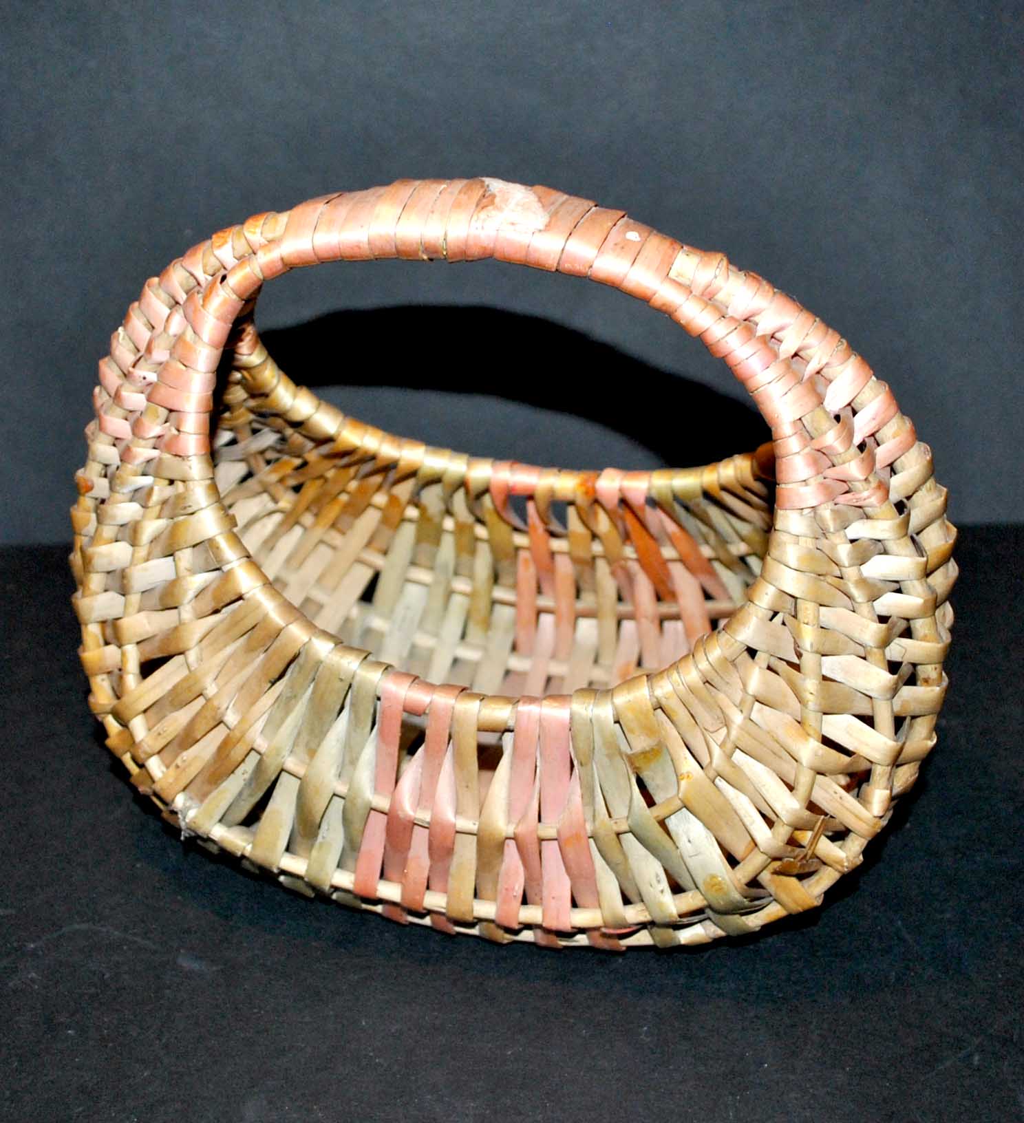 Gondola basket in wicker rattan braided vintage small model