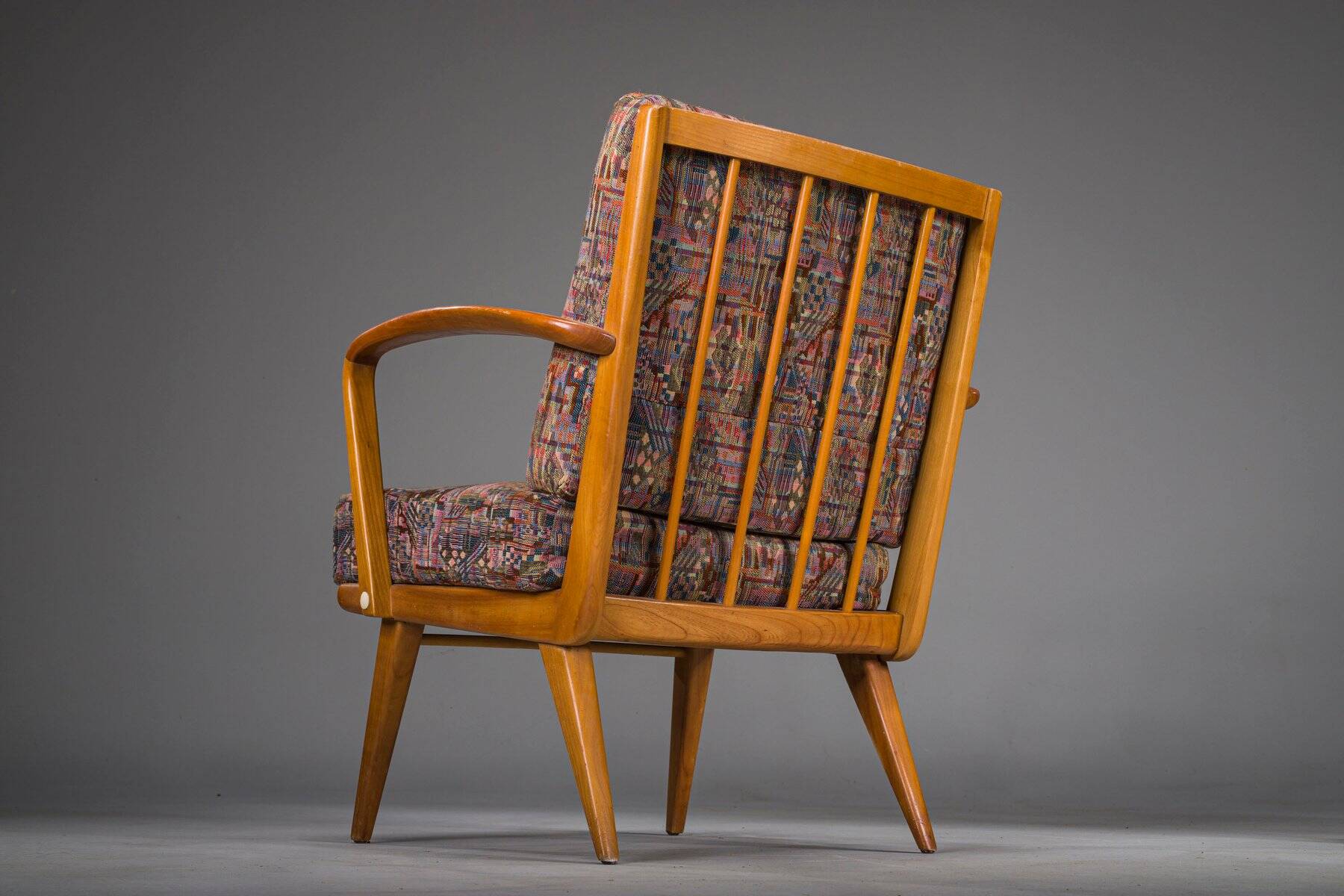Fauteuils vintage en merisier et laine de Knoll Antimott, années 1950-1960, lot de 2