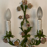 Paire appliques fleurs porcelaine