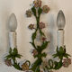 Pair of porcelain flower wall lights
