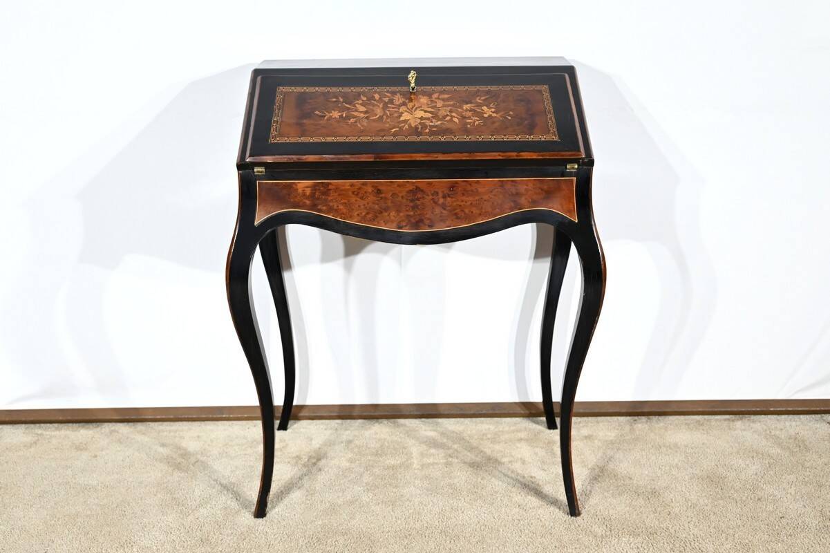 Blackened pearwood and amboyna sloping desk, Napoleon III period, mid-19th century