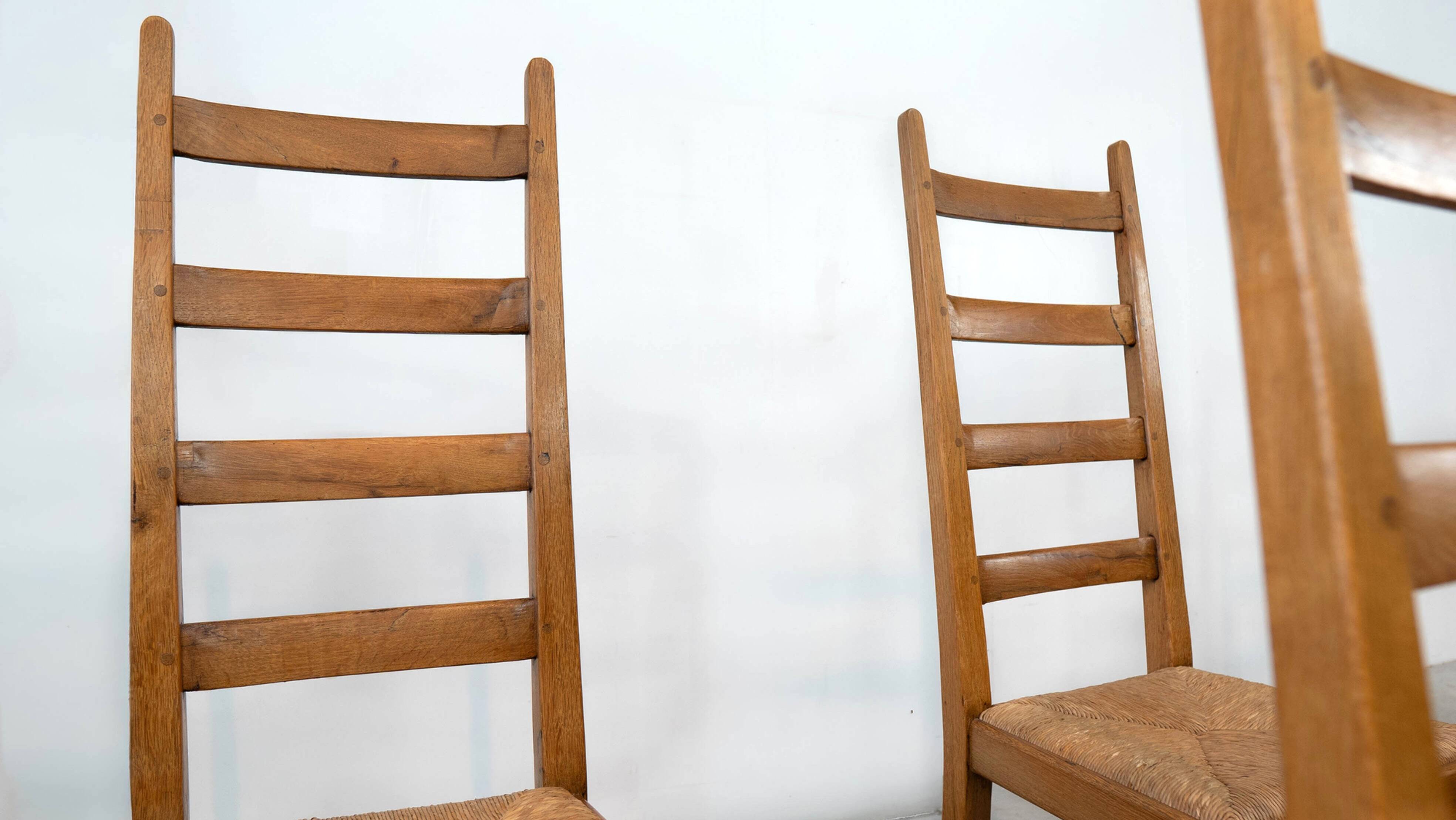 Set of six high back French dining chairs