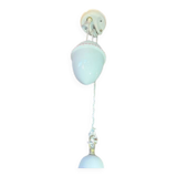 Sliding suspension chandelier with counterweight and smooth openwork plate