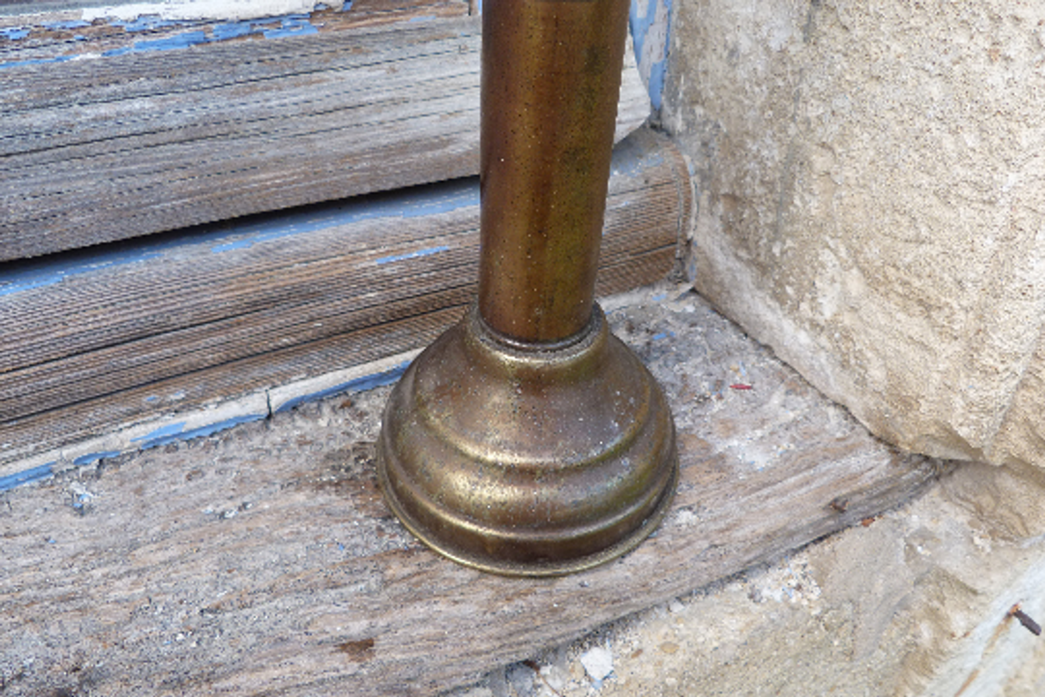 Brass candlestick and DHR system glass boat dinner lamp