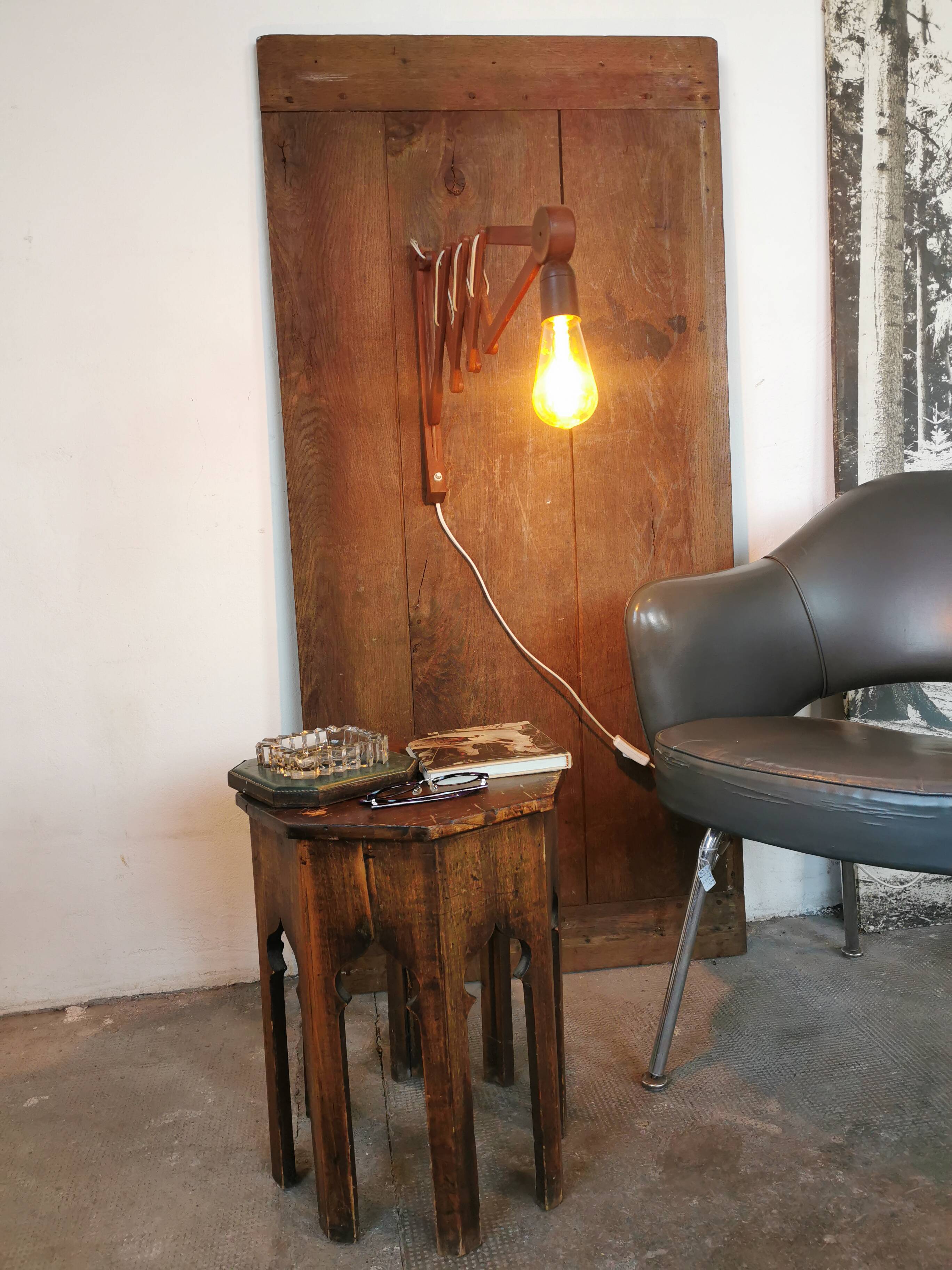 Danish teak scissor wall light circa 1960