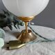 Art deco desk lamp white frosted corolla glass, gold base