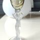 Set of 3 iridescent glasses/Caryatids/Venus base. Royal Bayel Crystal.