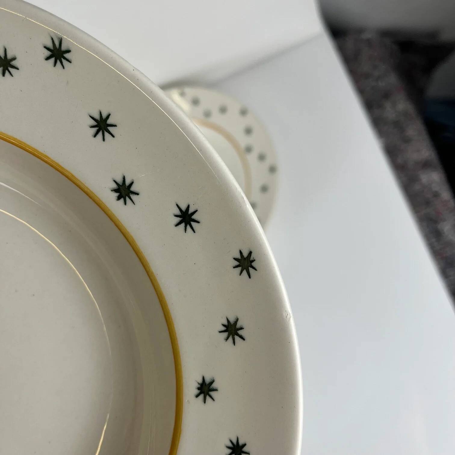 Set of 6 deep plates GIEN, Primefleur creation, "Constellation" model, 1950.