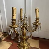 Bronze and crystal chandelier floor lamp