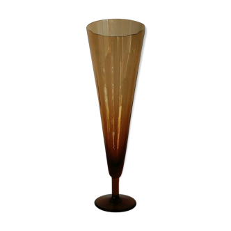 Large amber glass vintage vase