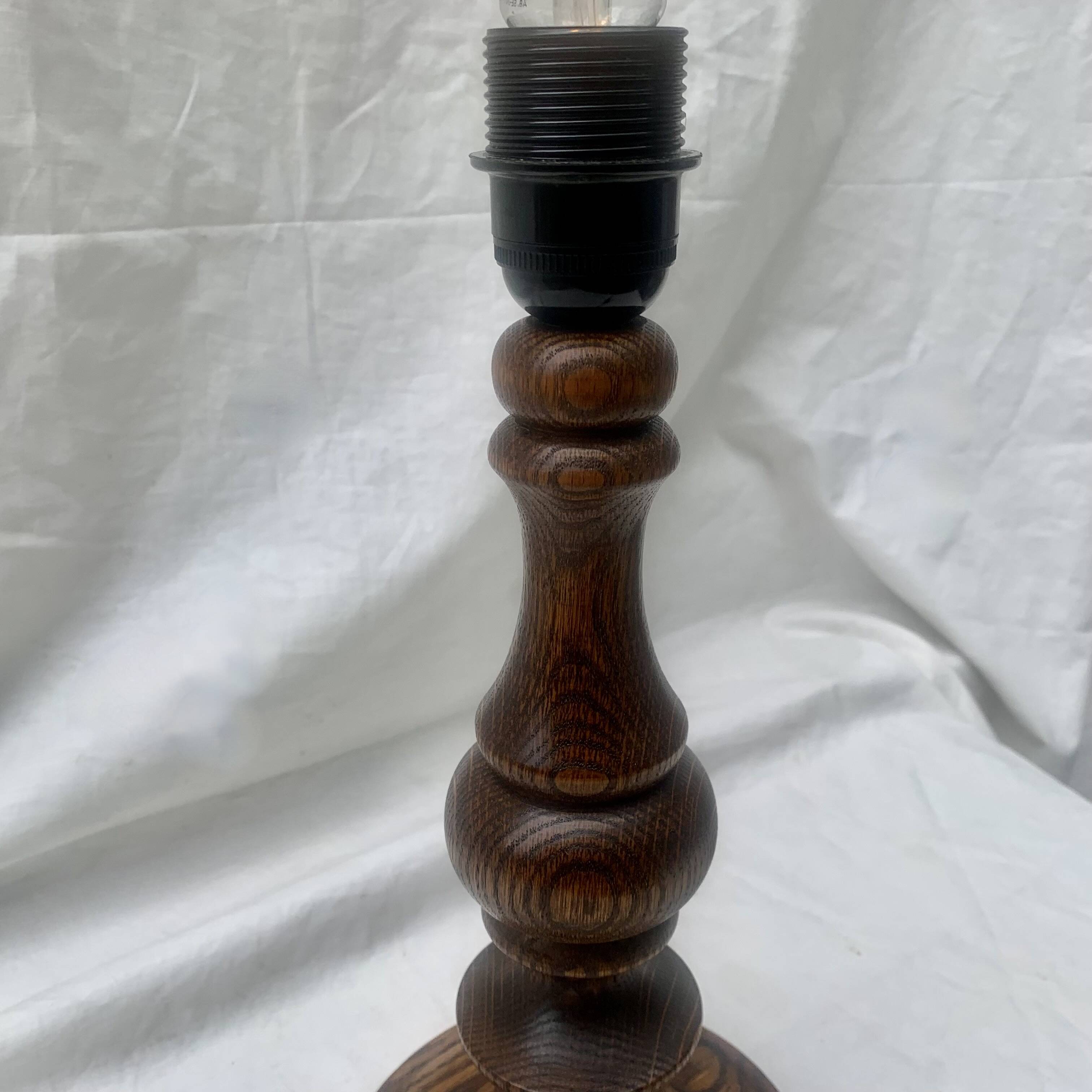 Antique turned solid wood lamp base
