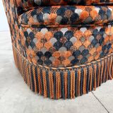 "Maximalist" 3-Seater Sofa 70s – Carved Velvet & Feathers