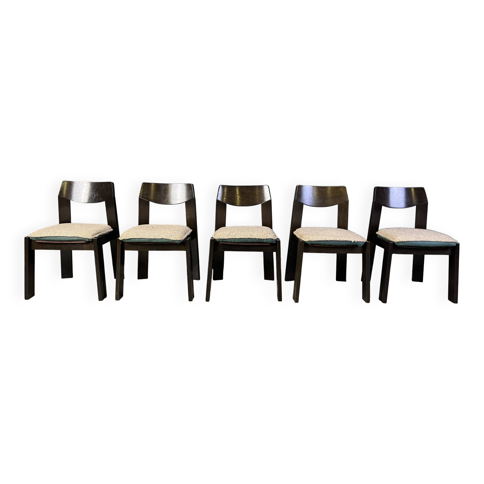Vintage brutalist dining chairs, set of 5 - 1970s