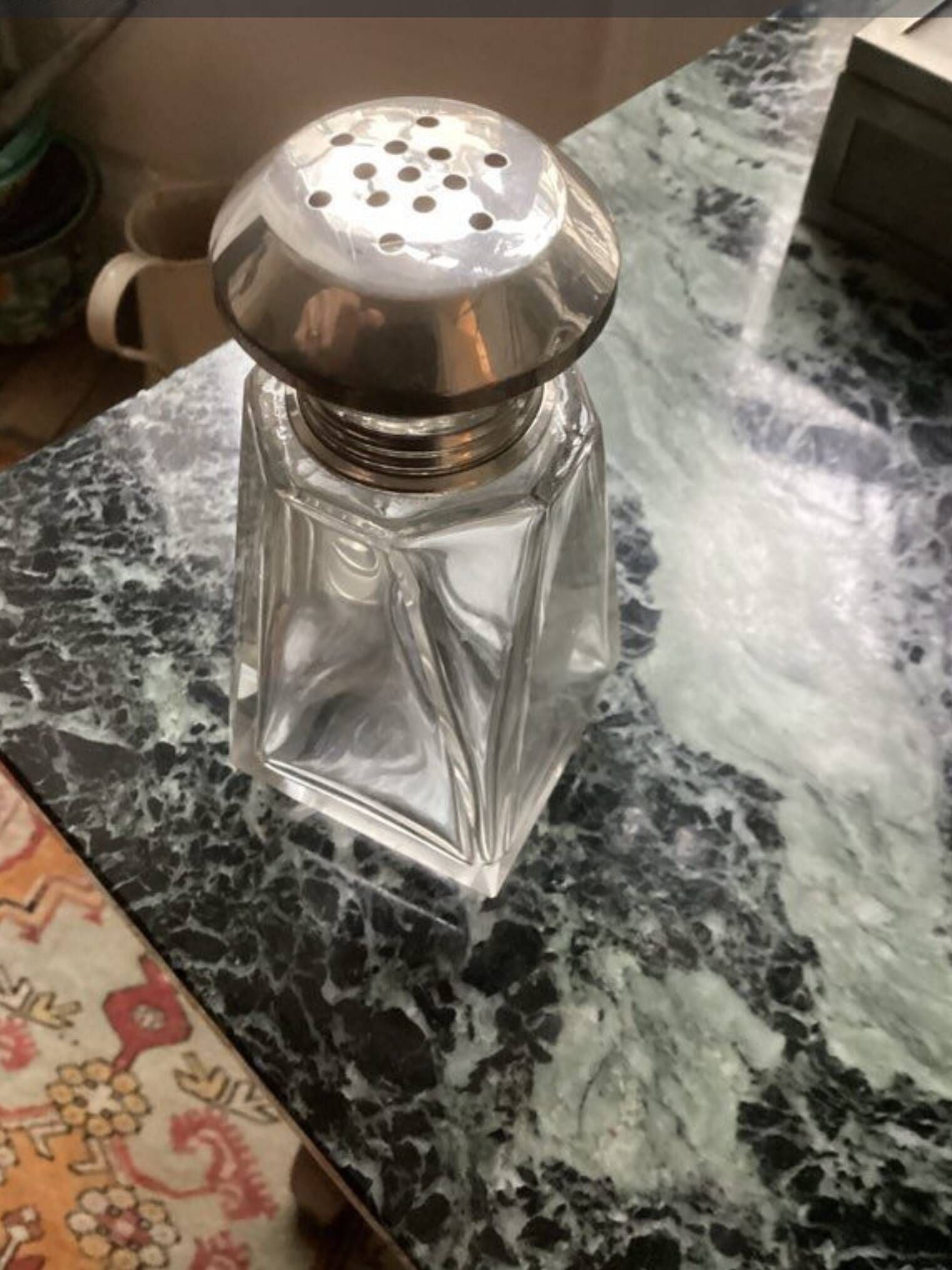 Art Deco crystal silver-plated sugar shaker