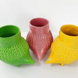 Suite of 3 vintage hedgehog vases 1960